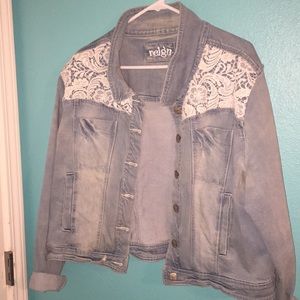 Super cute denim jacket with lace detail!